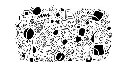 Obraz premium Black and white doodle design elements.