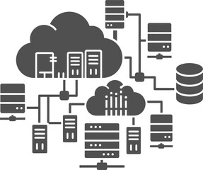 Fototapeta premium Distributed cloud server network with database storage nodes
