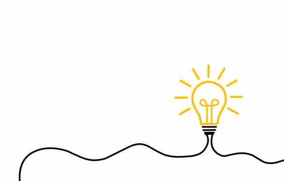 Bright Idea Light Bulb with Wavy Cord Illustration.
