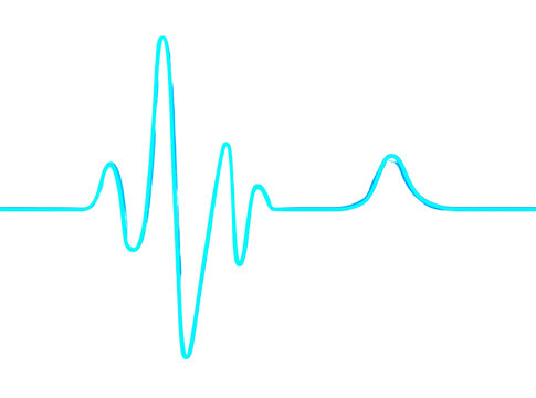 Isolated vibrant blue digital medical heartbeat line with fluctuating pulse wave rhythm illustration