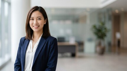 Fototapeta premium Portrait of a confident successful businesswoman standing in a modern corporate office