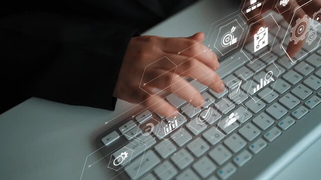 Business management system showing teamwork, productivity, and planning. Management supports goal, management tracks progress, management improves teamwork, and enhances productivity. Marrow