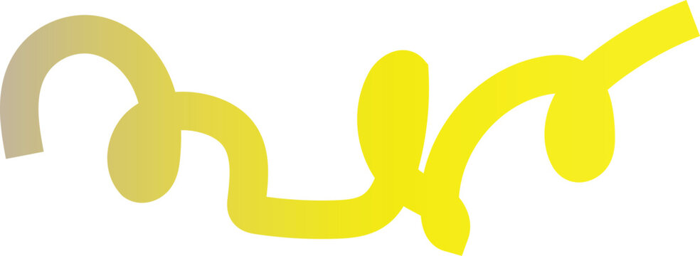 described seems to be a whimsical, hand-drawn graphic element that combines various yellow shapes to create a decorative flourish. The light beige curved segment on the left likely serves as a soft 