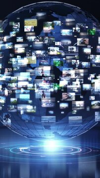 Digital globe featuring multimedia stream and global communication