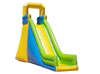 Isolated colorful inflatable water slide bouncy castle playground equipment for kids fun © Ioana