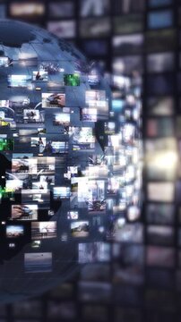 Global network streaming media screens moving on earth