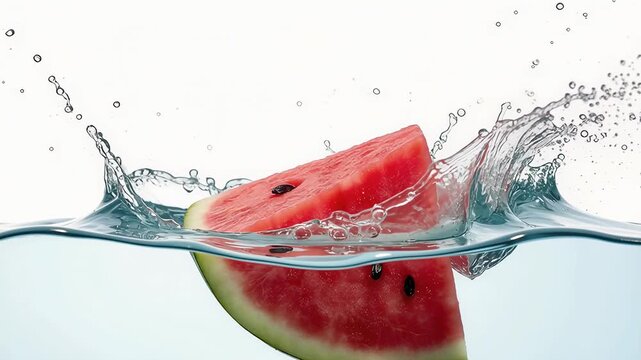 Watermelon Splash in Clear Water Creating Dynamic Effects