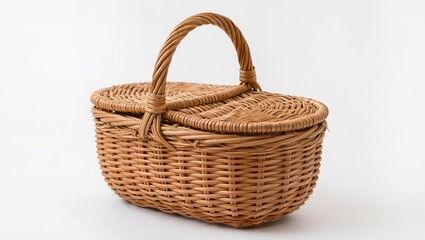 Obraz premium Rustic Handwoven Wicker Basket with Handle