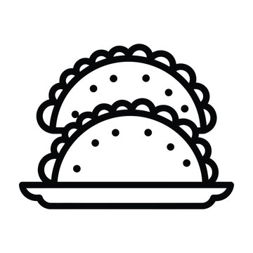 Two crispy tacos stacked on a plate mexican food icon vector illustration with street food with fast food with latin american with tex mex