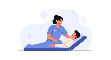 Obraz premium Nurse Caring for Patient in Hospital Bed - Medical Illustration