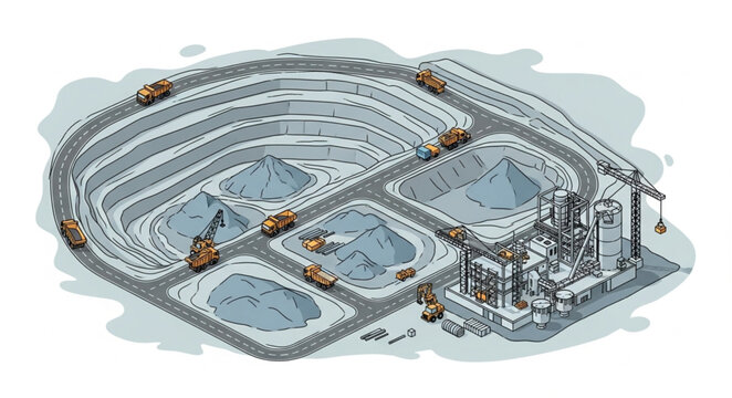 Industrial wastewater treatment plant with clarifiers and tanks.