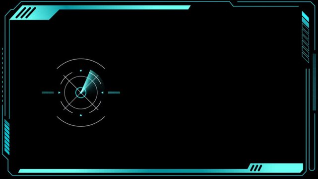 Animation futuristic HUD Interface Dashboard with Digital Data Visualization on Dark Background.