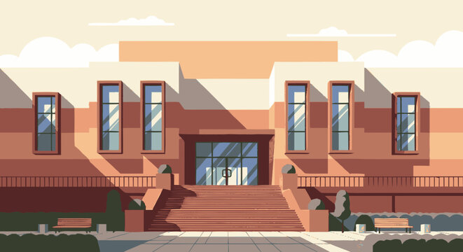 Large Adobe Style House Exterior Facade.
