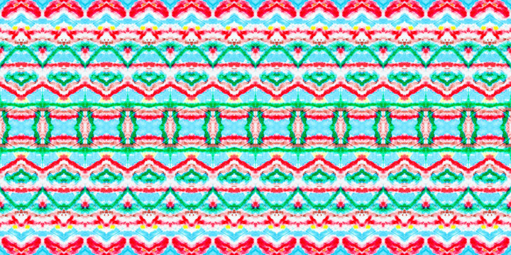 Red Color Bohemian Pattern. Green Color Geo Tribal Batik. Abstract Boho Batik. Abstract Watercolor Repeat Pattern Ethnic Geometric Brush. Seamless Stripe Boho Brush. Blue Colour Bohemian Pattern.