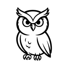 Dibujo sencillo con líneas de un búho de pie, visto de frente  © teracreonte