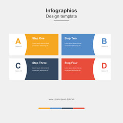 Infographic design template with four rectangular sections, colorful business presentation layout with letters a, b, c, d © Mehedi