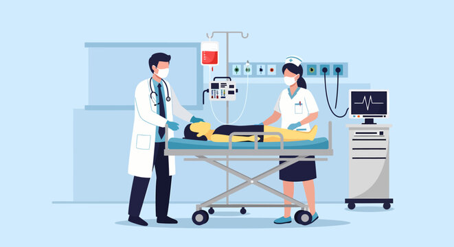 Medical Team Treating Patient in Hospital Emergency Room.