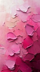 Obraz premium A dynamic arrangement of textured oil paint strokes features light pink and magenta hues creating a tactile surface
