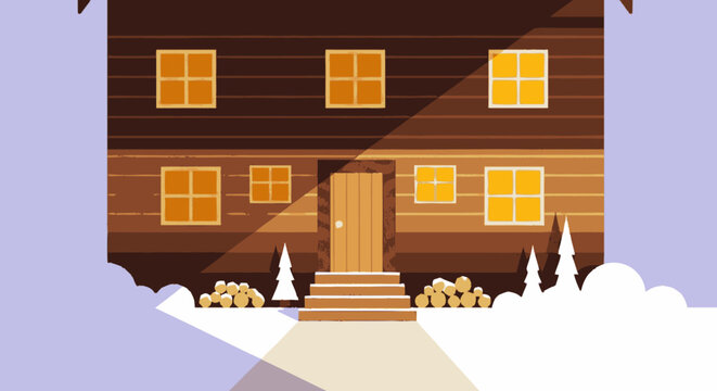 Brown Wooden House with Stairs.