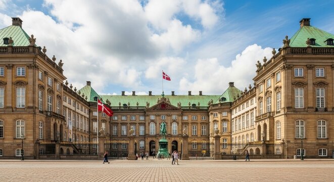 Amalienborg Palace the Royal Residence in Copenhagen Denmark.