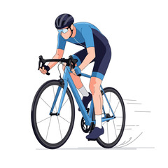Naklejka premium Cyclist Riding Bicycle, Professional Athlete in Sportswear and Helmet, Dynamic Movement Illustration