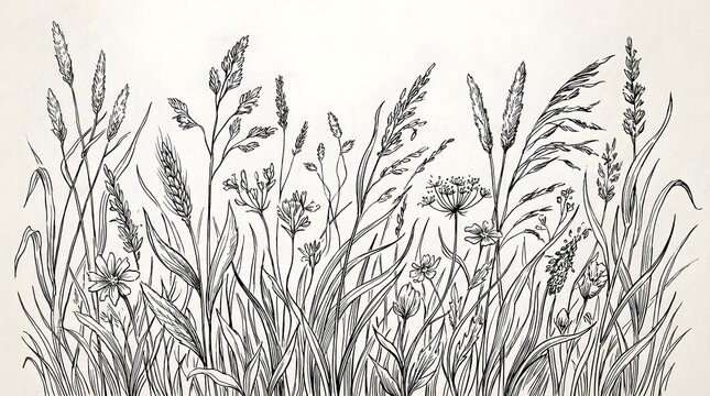 line art grass