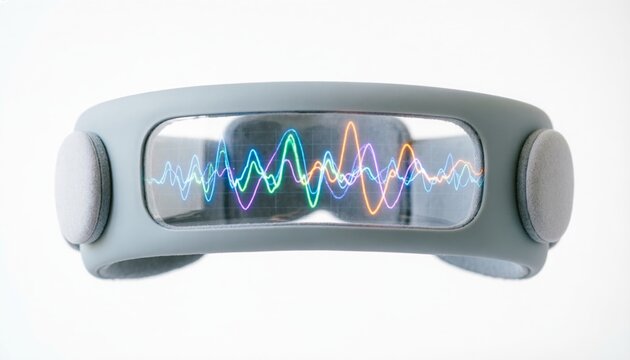 Modern Headband Displays Vibrant Brainwave Patterns on White Background