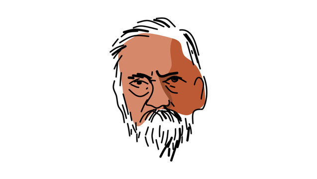 Louis Pasteur portrait, flat vector illustration