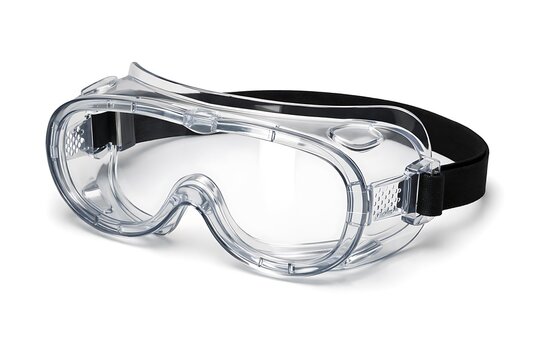 Clear Transparent Plastic Safety Goggles on a White Background