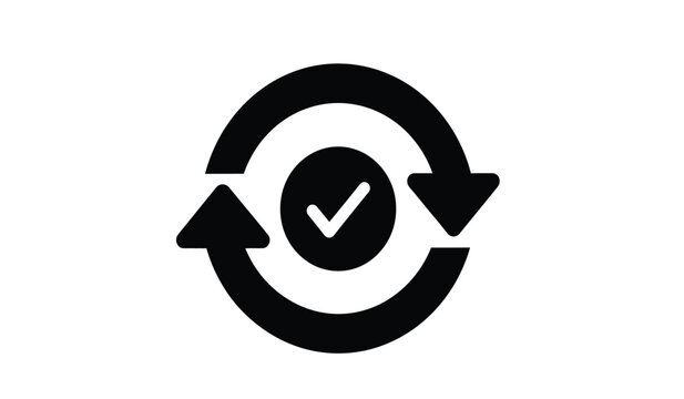 This graphic presents a circular arrow encompassing a checkmark symbolizing completion successful processing or a positive feedback loop high quality professional detailed modern elegant