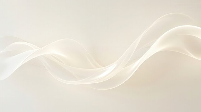 Ethereal light abstract background for luxury skincare and cosmetic advertising; serene, flowing, soft beige waves with golden glow, perfect for premium beauty product promotion