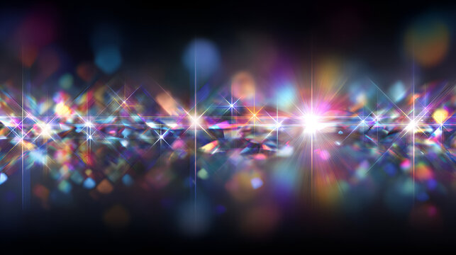 Shiny spectrum neon white background crystal rainbow ray diamond lens sparkle light effect glass bokeh glitter beam bright background rainbow light radiant flash reflex Stock Illustration
