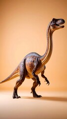 Fototapeta premium Realistic Dinosaur Model in Studio Shot Against a Warm Beige Background for Educational Purposes