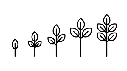 Illustration showing stages of plant growth with leaves and stems Vector © Mst Nazma
