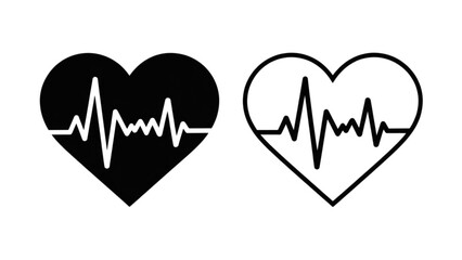 Heart shapes with electrocardiogram line patterns inside Vector © Mst Nazma