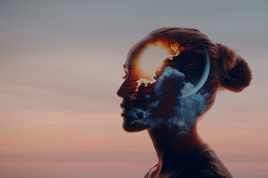 Circadian rhythm and human biorhythms concept. Day and night sleep and wake. Mental health and insomnia.