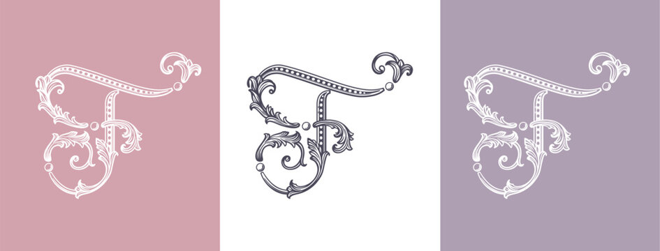 Logo monogram letter F in refined ornamental style. Clean elegant logotype for personal brand, business and corporate identity.