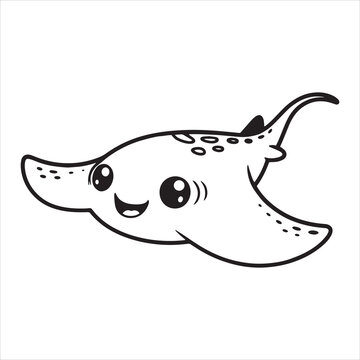 Happy Smiling Stingray Silhouette
