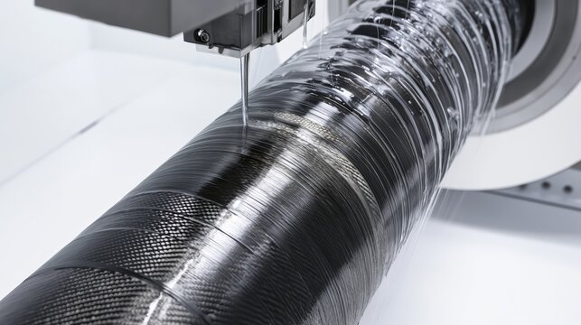 A rocket body carbon fiber filament winding on mandrel.