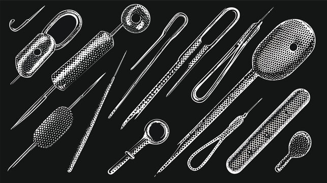 Vintage Medical Surgical Instruments Engraved Illustration Collection.