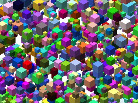 abstract cubes art multicolor on white