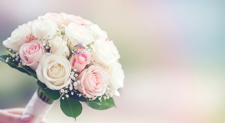 Obraz premium Beautiful bouquet of white and pink roses.