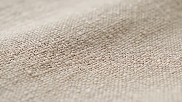Close Up Texture Of Natural Beige Linen Fabric With Soft Light
