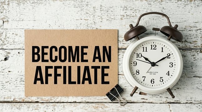 Become an Affiliate Marketing Program Concept with Alarm Clock.