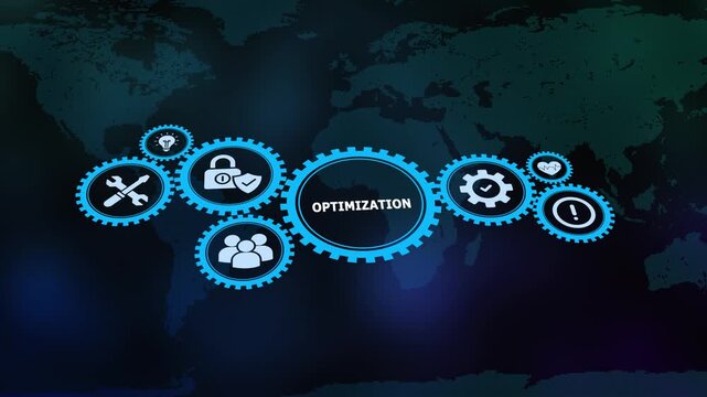 Efficiency improvement and process refinement illustration with gear icons for business optimization.