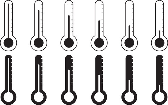 Set of thermometers vector. Temperature scale symbol, stock vector