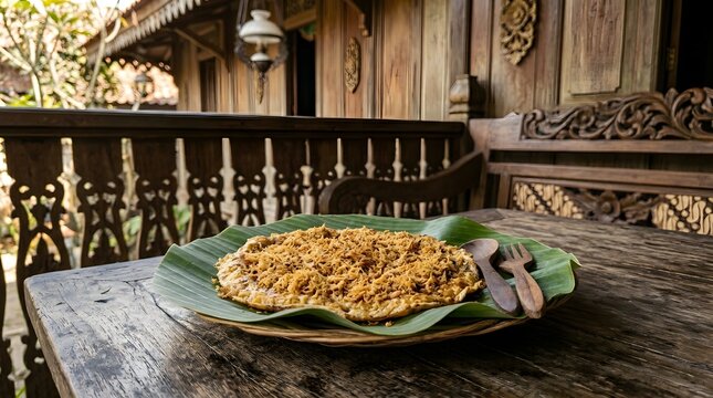 Authentic Spicy Kerak Telor Jakarta Coconut Omelette with Toasted Sticky Rice Base