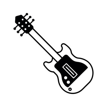 Electric guitar with glowing chip music technology concept
