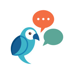 Fototapeta premium Parrot repeating chat bubbles communication concept