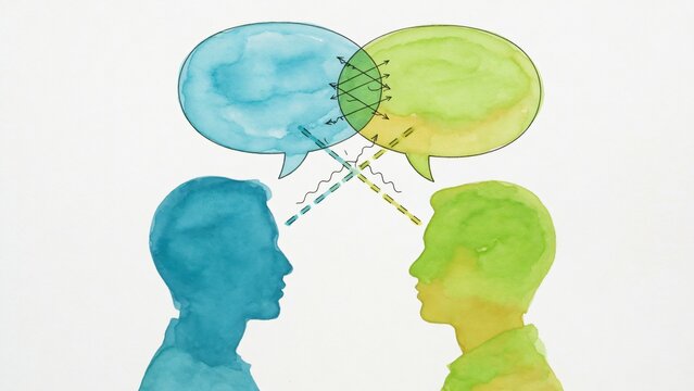 Concetto di comunicazione efficace tra due persone in acquerello